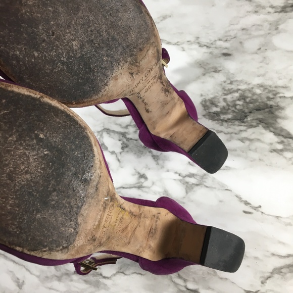 Jimmy Choo Purple Suede Strappy Open Toe Heels - Picture 8 of 8